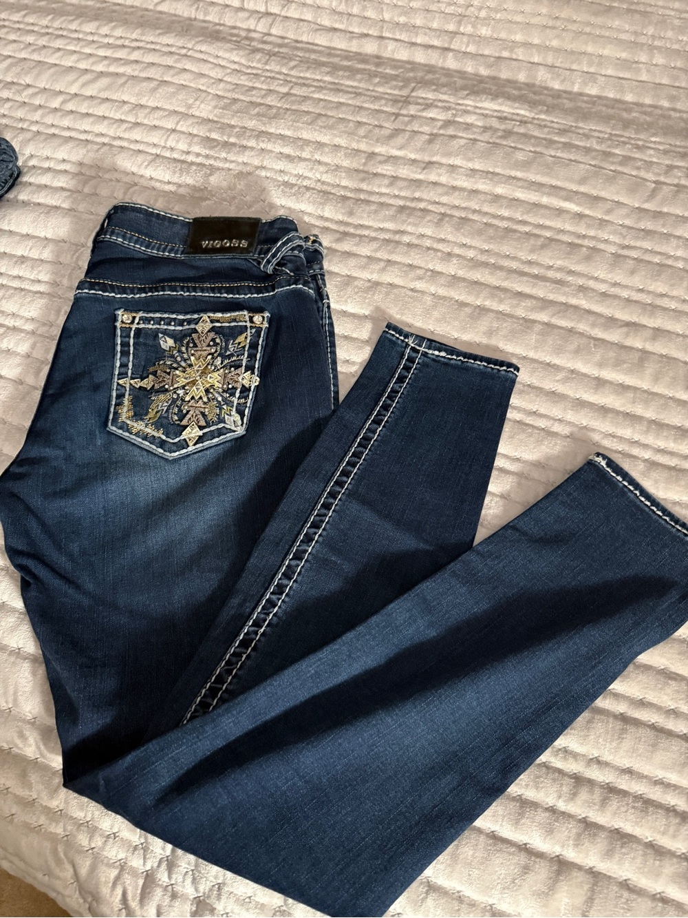 Vigoss Dark Blue Skinny Jeans with Embroidered Pocket